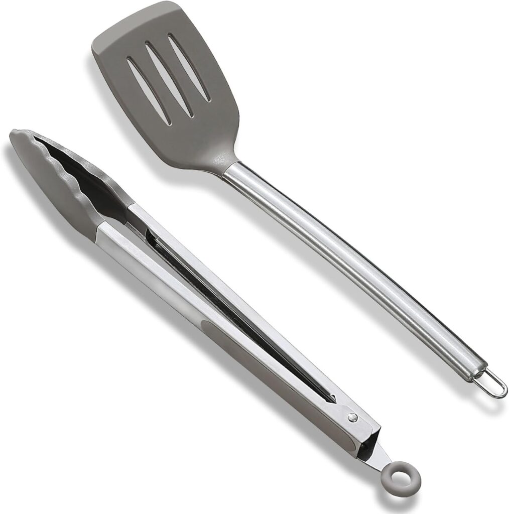 set de pinzas y espátulas de silicona para cocina