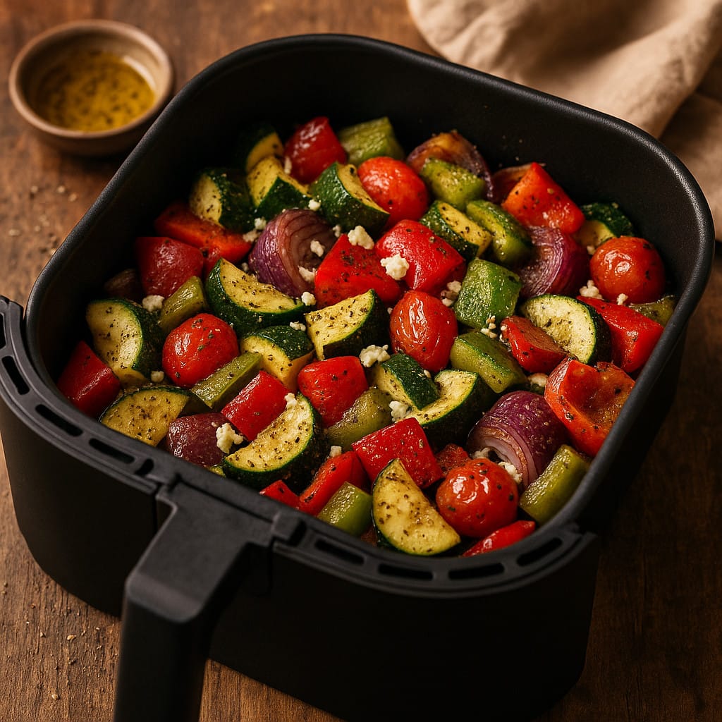 Verduras asadas mediterráneas en airfyer