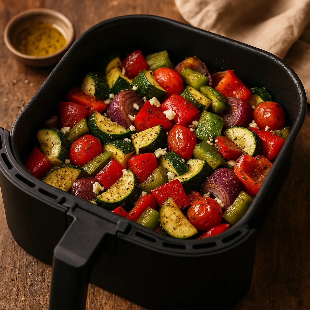 Verduras asadas mediterráneas en airfyer
