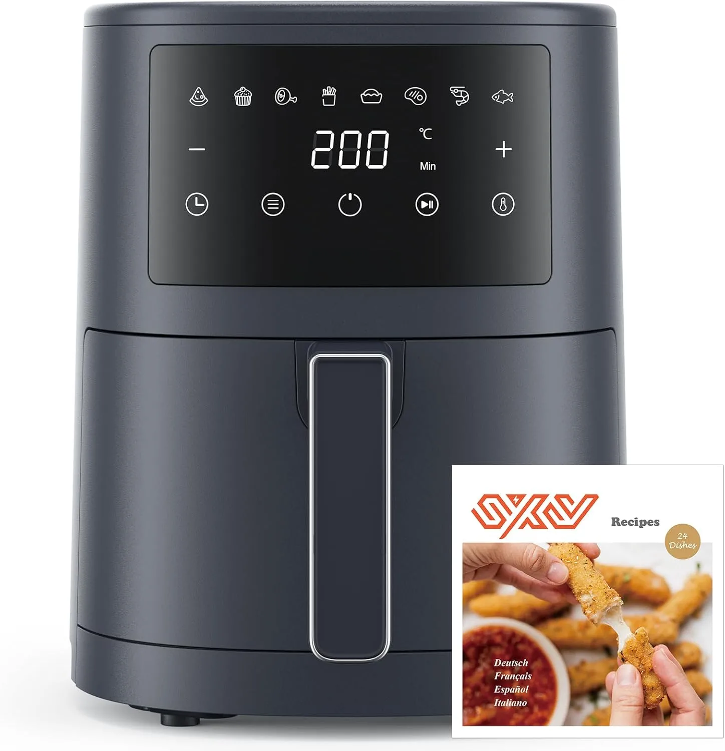 Freidora de aire Innsky 3,5 litros negra con pantalla táctil, ideal para 2 personas