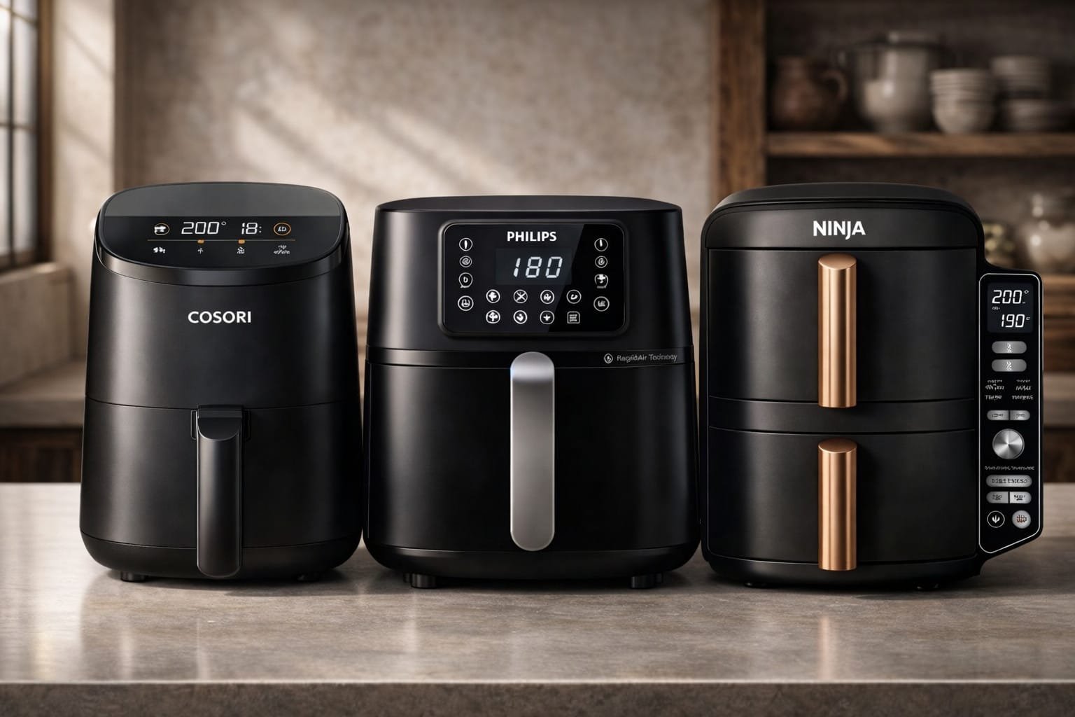 Comparativa freidoras de aire Cosori, Philips y Ninja
