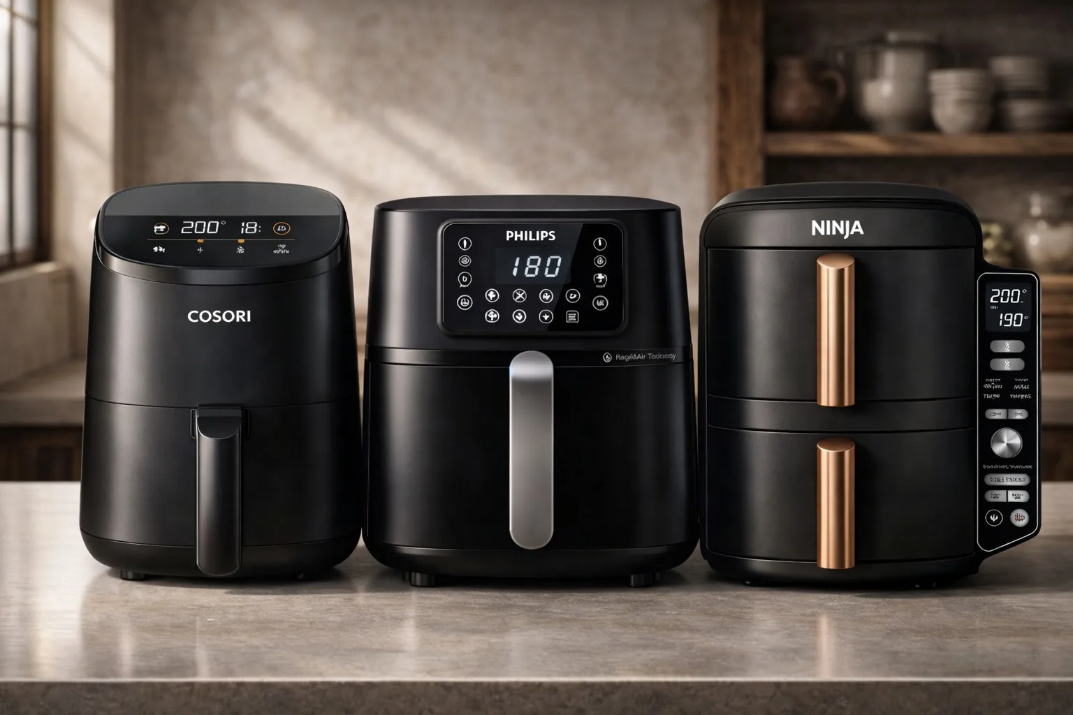 Comparativa freidoras de aire Cosori, Philips y Ninja