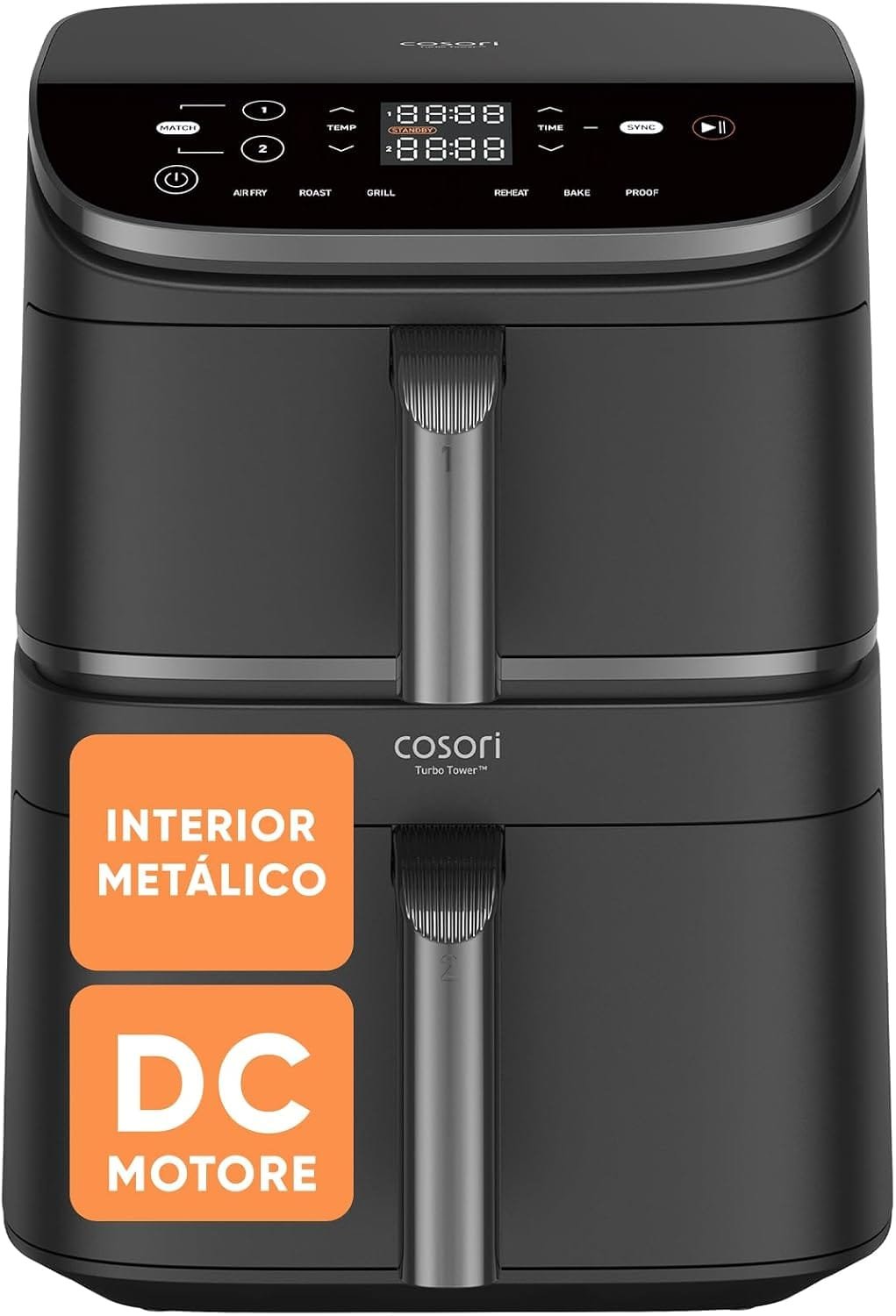 Cosori Turbo Tower 10,8L, freidora de aire de doble cesta vertical