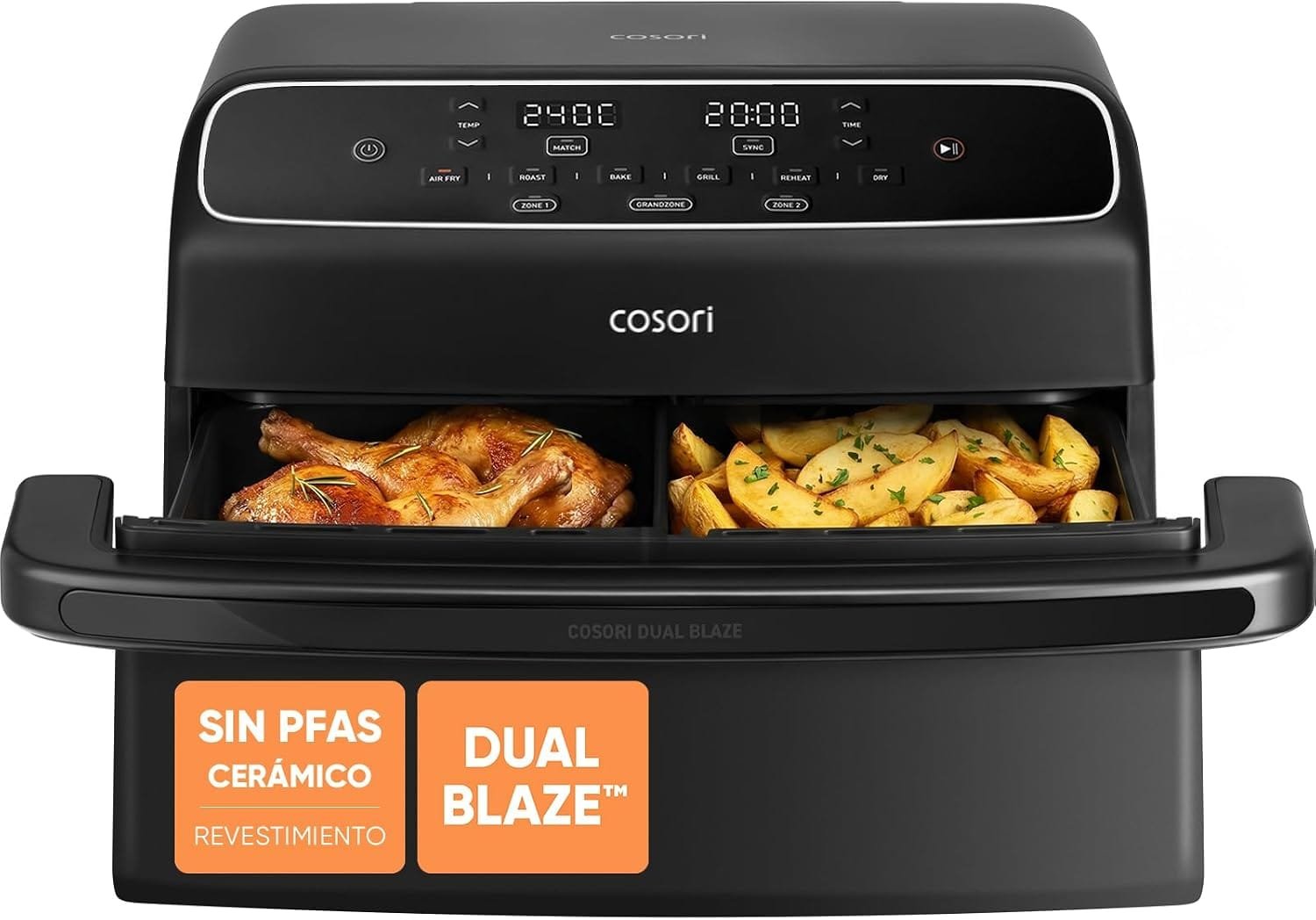 Cosori Dual Blaze TwinFry 8,6L, freidora de aire doble cesta sin PFAS