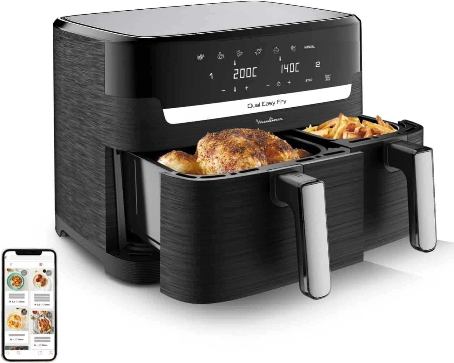 Freidora Moulinex Dual Easy Fry 8,3L doble cesta