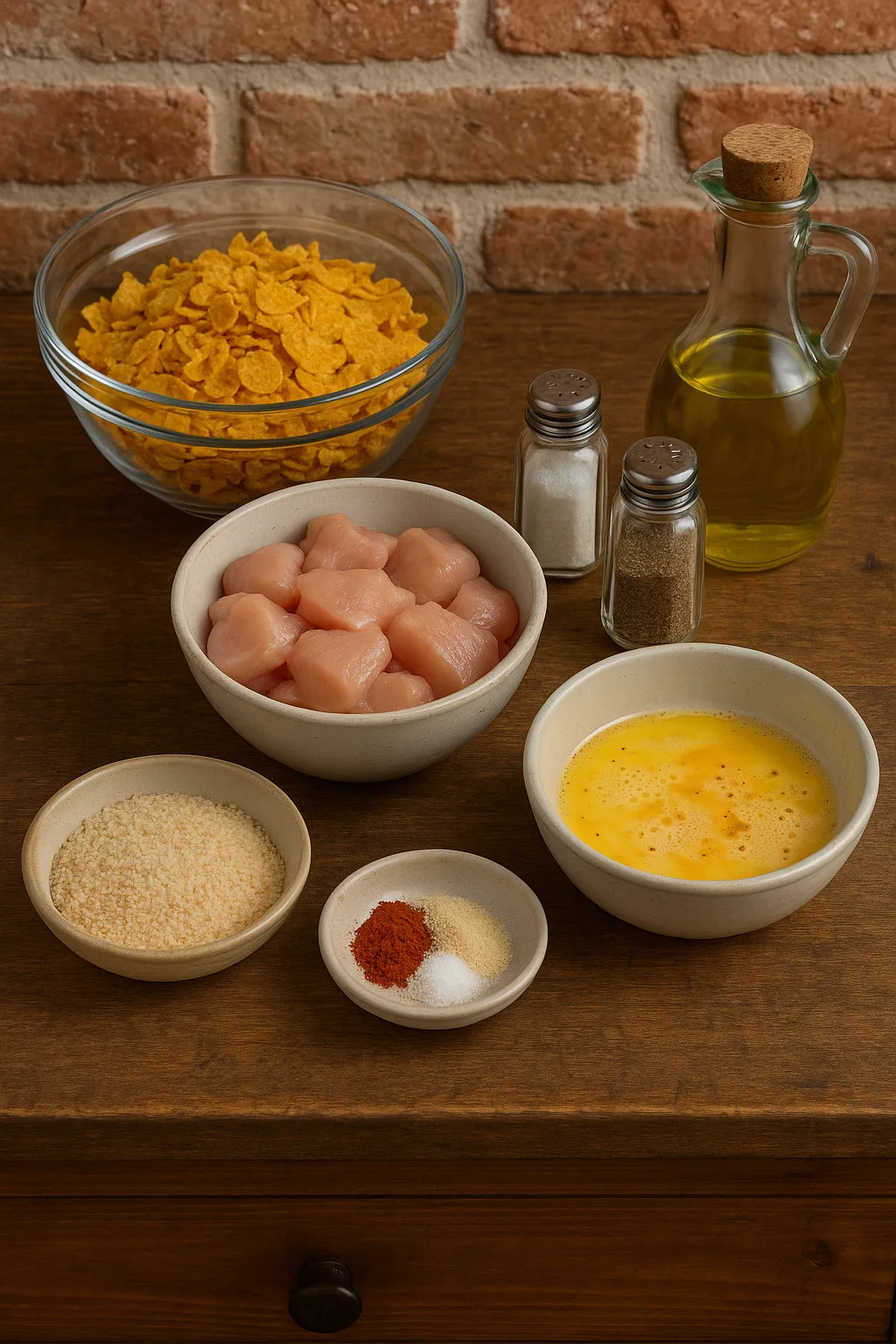 Ingredientes para hacer nuggets de pollo en freidora de aire